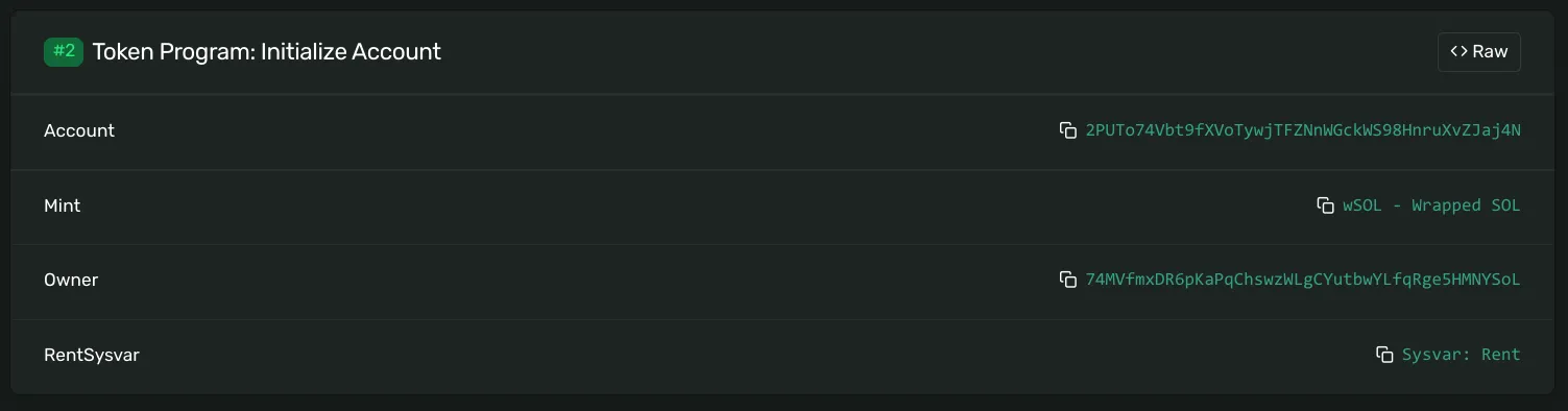 Explorer view of the attacker’s transaction taking ownership of the newly created accounts