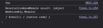 DeserializeWasmModule succeeding on the device with the re-serialized module