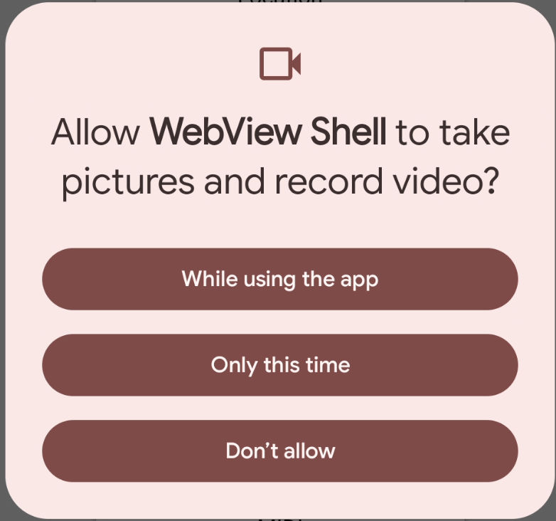 Camera permission prompt