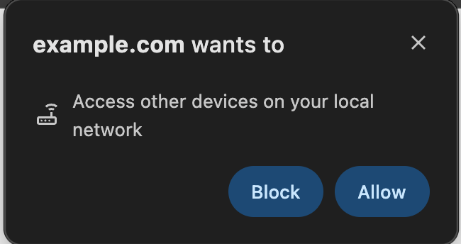 Private Network Access desktop prompt